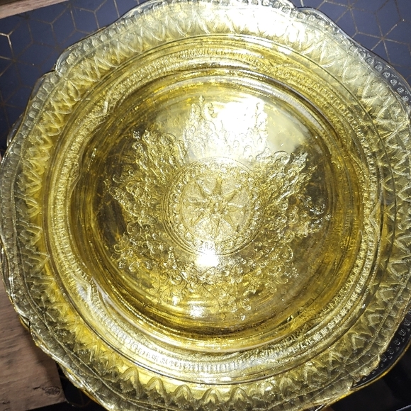 Vintage Amber Depression Glass Dinnerware Set, Dinner & Lunch Plates, Cups & Sau - Picture 12 of 16